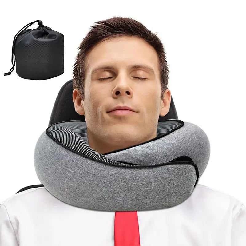 Travel Neck Pillow Memory Foam U-shaped Pillow Snail Style Travel Neck Support Portable Adjustable Soft Noon Break