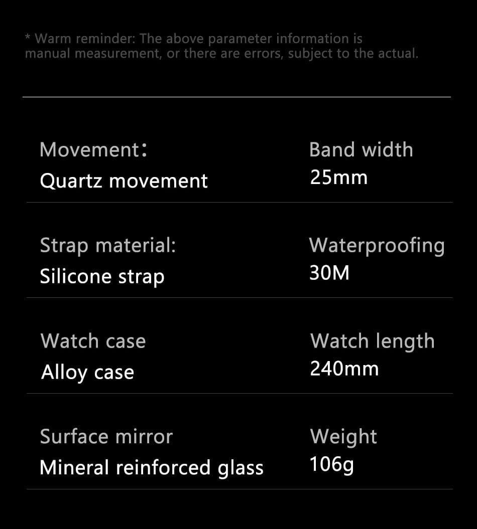 Montre Waterproof Luminous Quartz Sport Watch with Comfortable Silicone Band