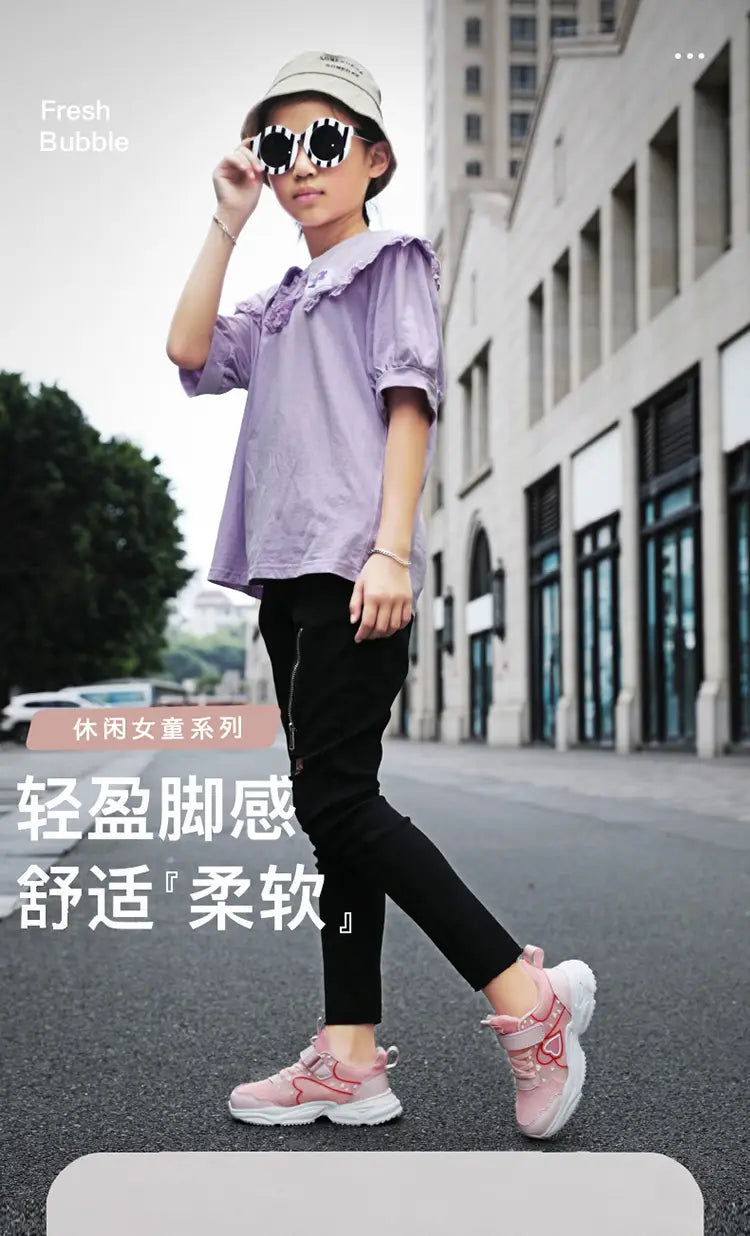 Beautiful Shoe’s Girls Sport Shoes Waterproof Running Shoes Kids Sneakers Tenis Infantil Pink Breathable Antislip