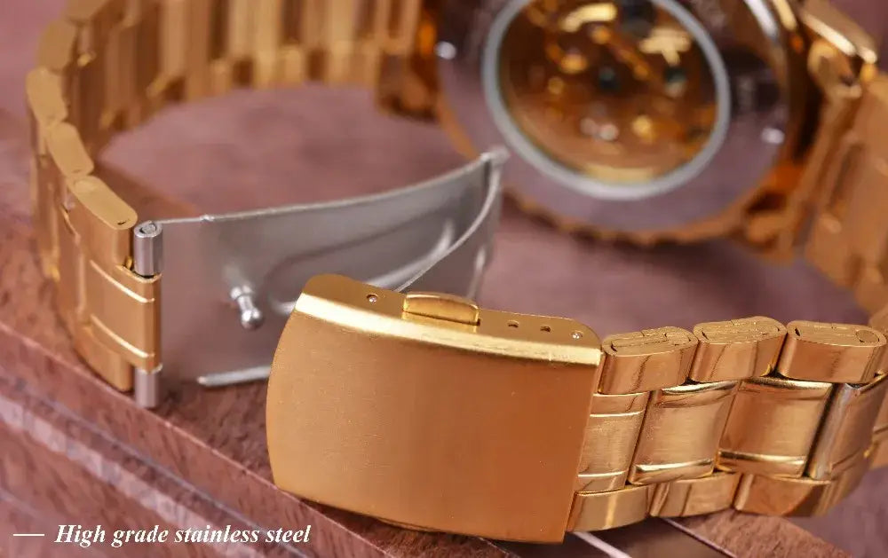 Montre Winner Mechanical Sport Design Bezel Golden Watch Mens Watches Top Brand Luxury Montre Homme Clock Men Automatic