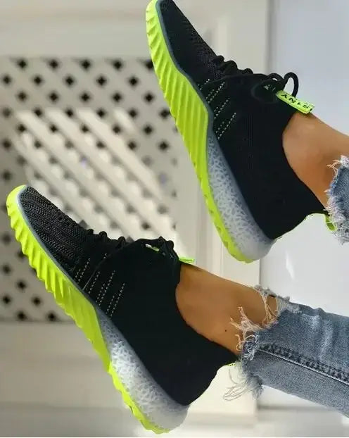 Beautiful Shoe’s Platform Sneakers Women Lace-up Vulcanize Shoes Designer Female Breathable Mesh Casual Sport Shoes
