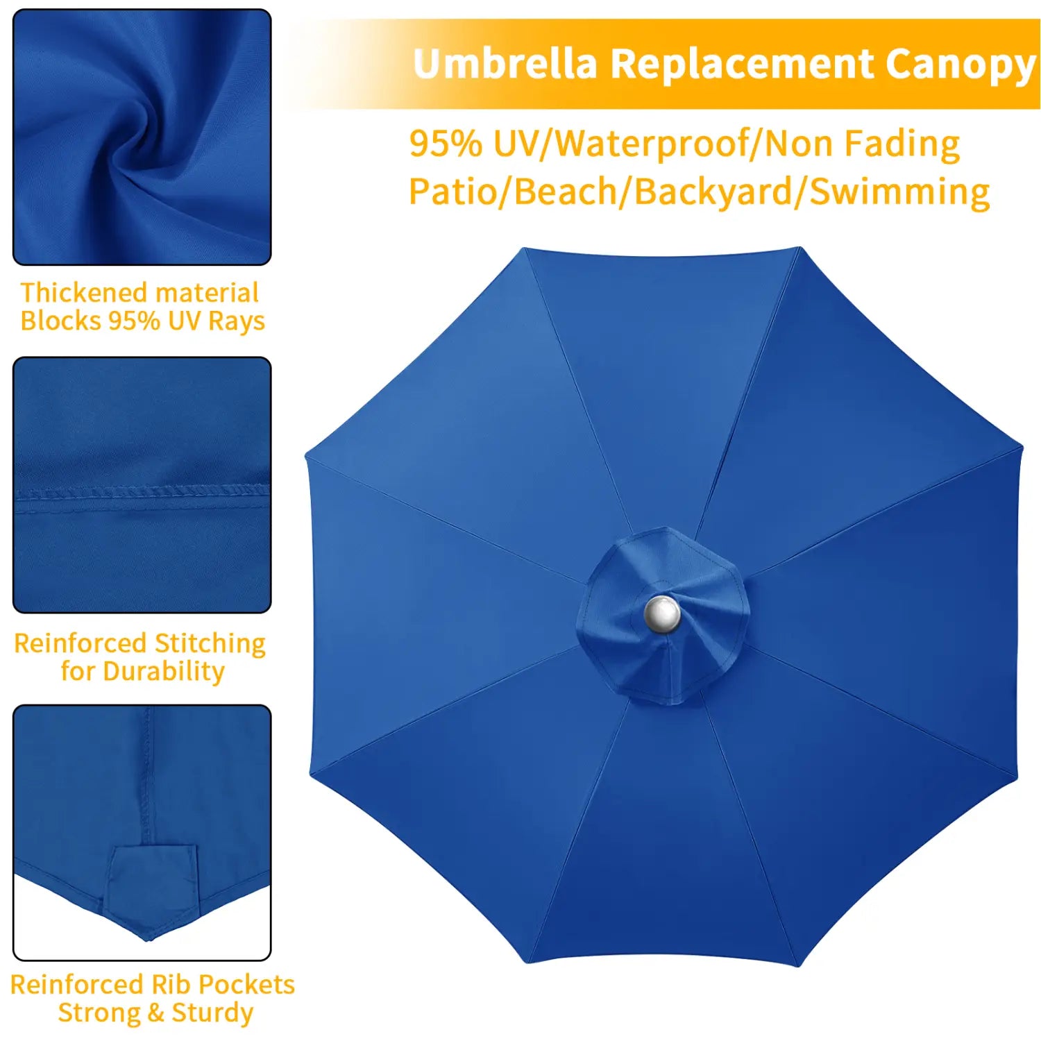 Replacement Parasol Canopy Universal Umbrella Replacement Cloth Garden Parasol Sunshade Cover for Garden Patio Yard