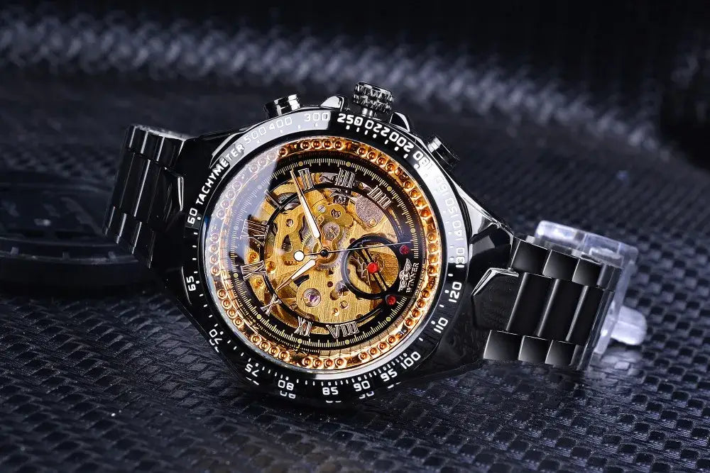 Montre Winner Mechanical Sport Design Bezel Golden Watch Mens Watches Top Brand Luxury Montre Homme Clock Men Automatic