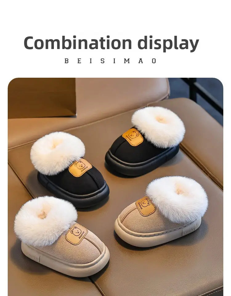 Beautiful Shoe’s Cute Cartoon Winter Boots For Children Boy’s Girl’s Plush Boots Thick Warm Velvet Faux Fur Snow Boot