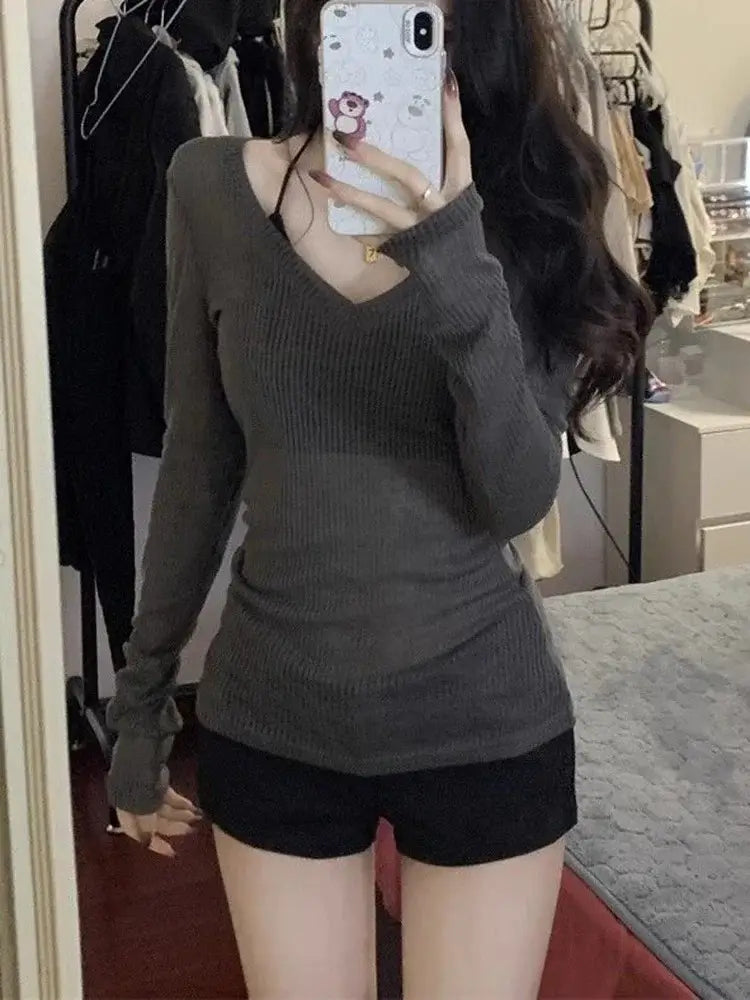 Women Long Sleeve T Shirt Thin Perspective Summer Solid Slim Casual Shirts Female Pullovers Basic Tee Y2k Clothes