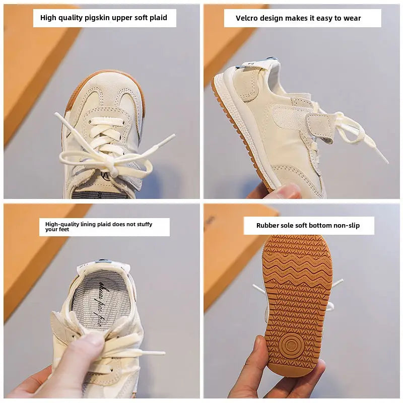 Beautiful Shoe’s Children Genuine Leather Sneakers Baby Quality Casual Shoes Boys Anti-slip Sport Shoes Girls Candy