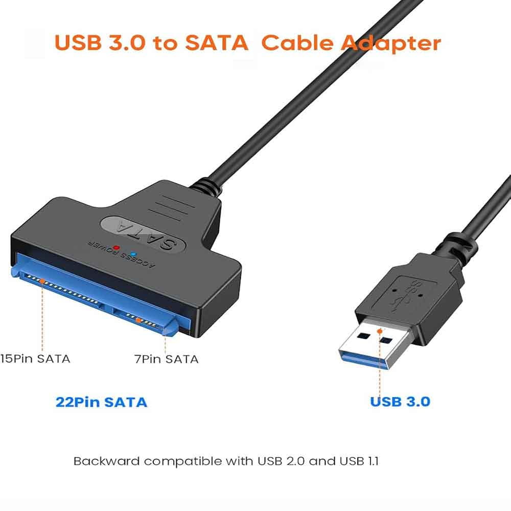 USB 3.0 SATA Cable Adapter Up to 6 Gbps Extension Computer Cables Connectors Support 2.5 Inches External Ssd Hdd Hard