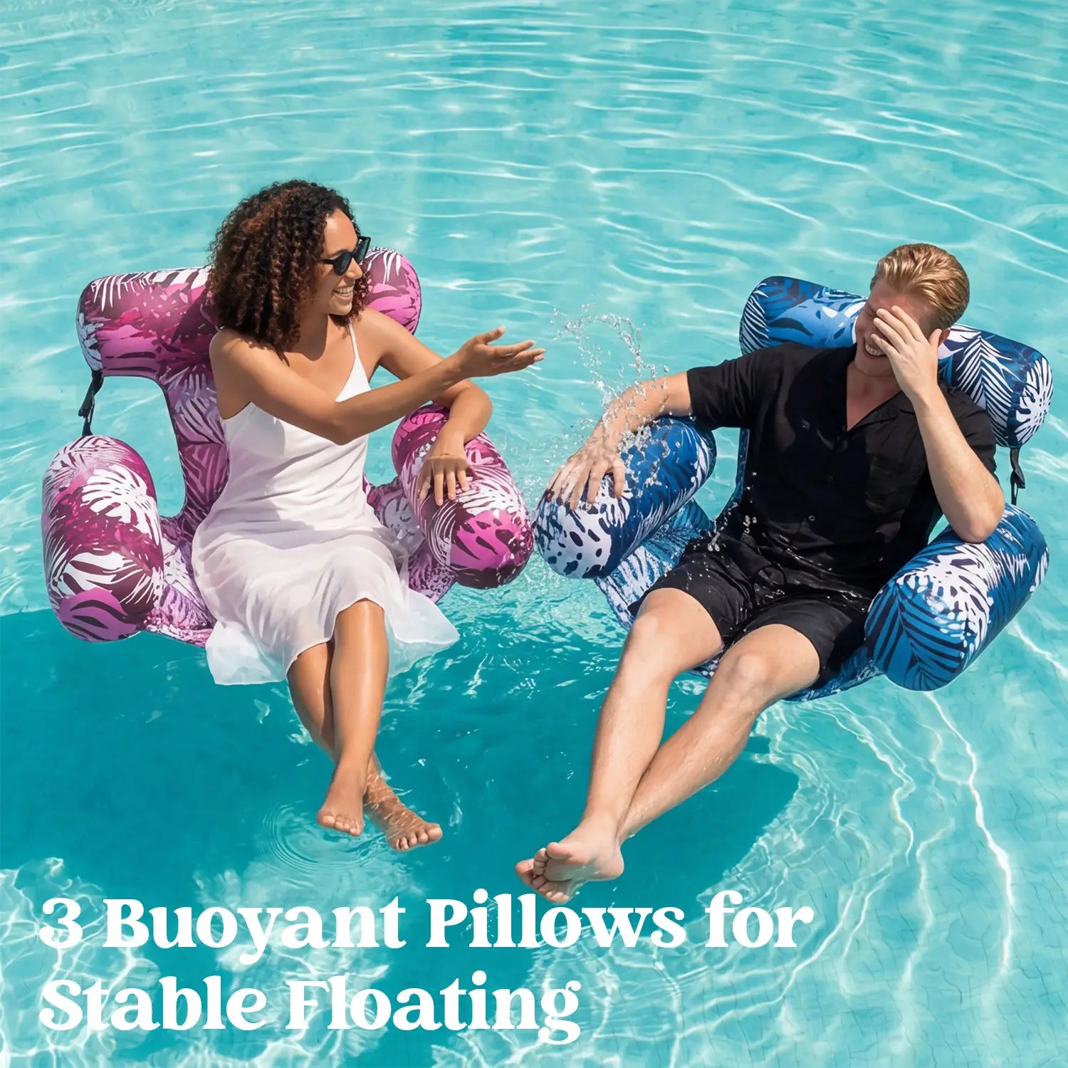 1-Pack SYNCFUN Heavy-Duty Inflatable Pool Chairs & Noodles – Blow-Up Lounge for Adults Lake Beach Backyard Parties