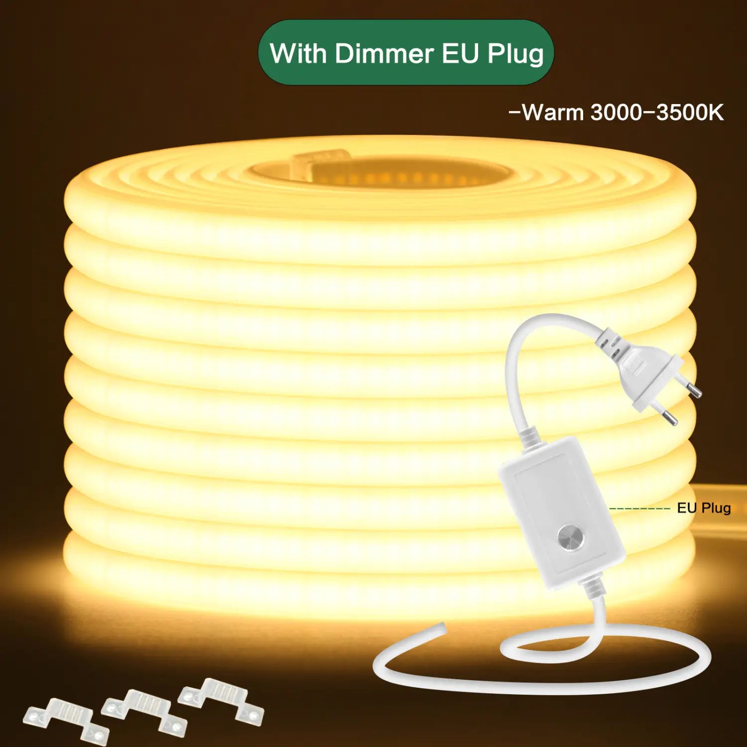 220V Dimmable COB LED Neon Strip Light With Switch/Dimmer Plug Waterproof 288Leds/M High Quality Neon Strip Garden Home