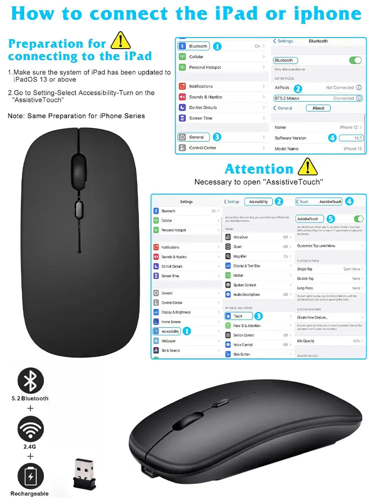 Silent Bluetooth Mouse Marcaron Computer Laptop Optical Mouse Wireless for iPad Samsung Xiaomi Lenovo Tablet Universal