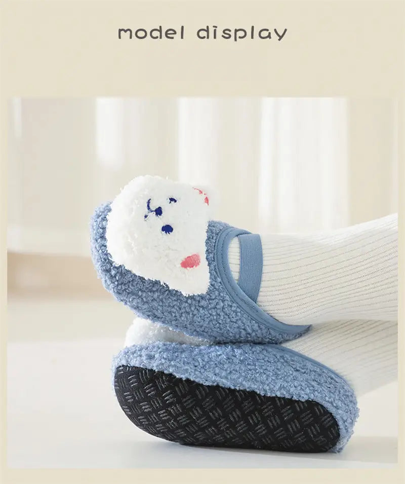 Beautiful Shoe’s Cartoon Bear Baby Shoes Winter Thick Warm Newborn Shoes Non-slip Soled Soft Plush Toddler Kids Boy
