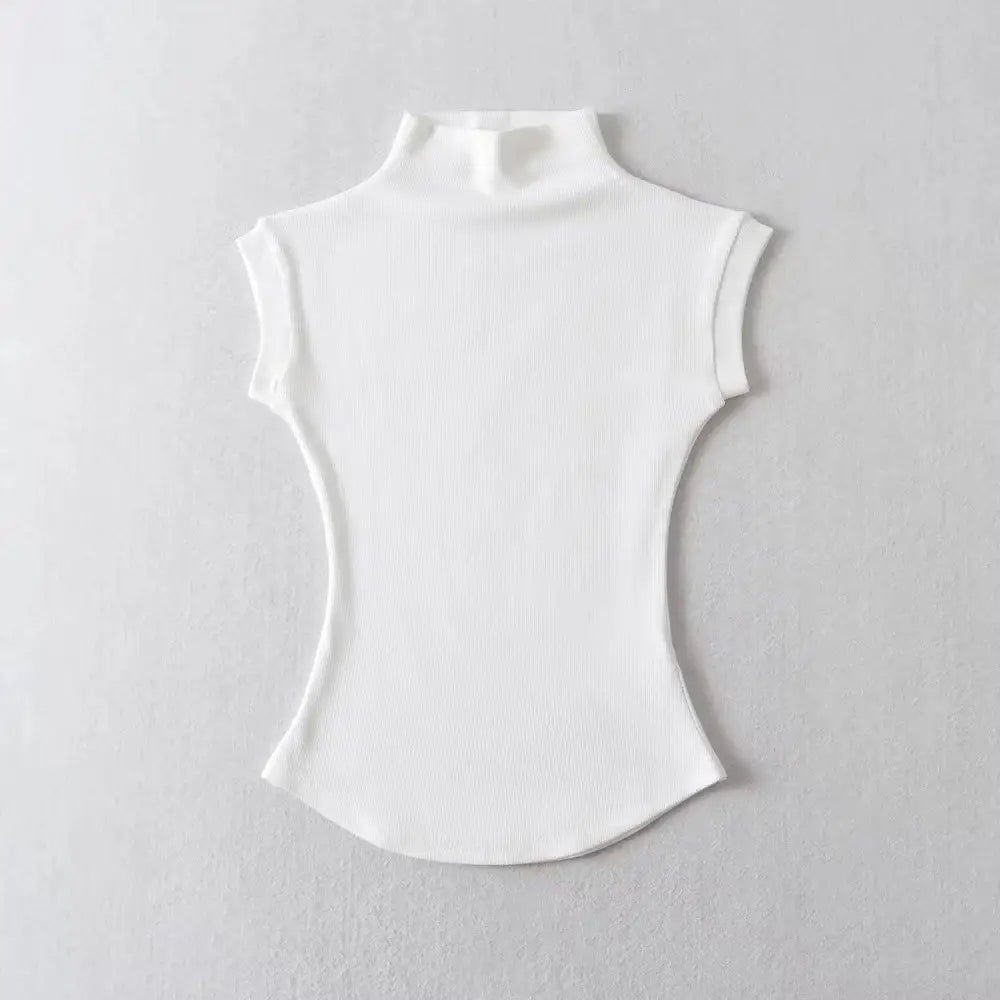 Women Summer Sexy Turtleneck Sleeveless T-Shirts Tops Solid Slim Fit Pullovers Causal Tees Shirts Female Streetwear