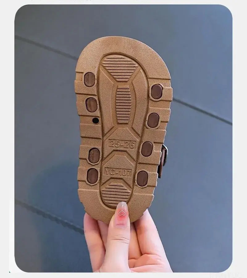Beautiful Shoe’s Summer New Children Sandals Fashion College Style Boys Girls Soft Bottom Sandals Simple Solid Color