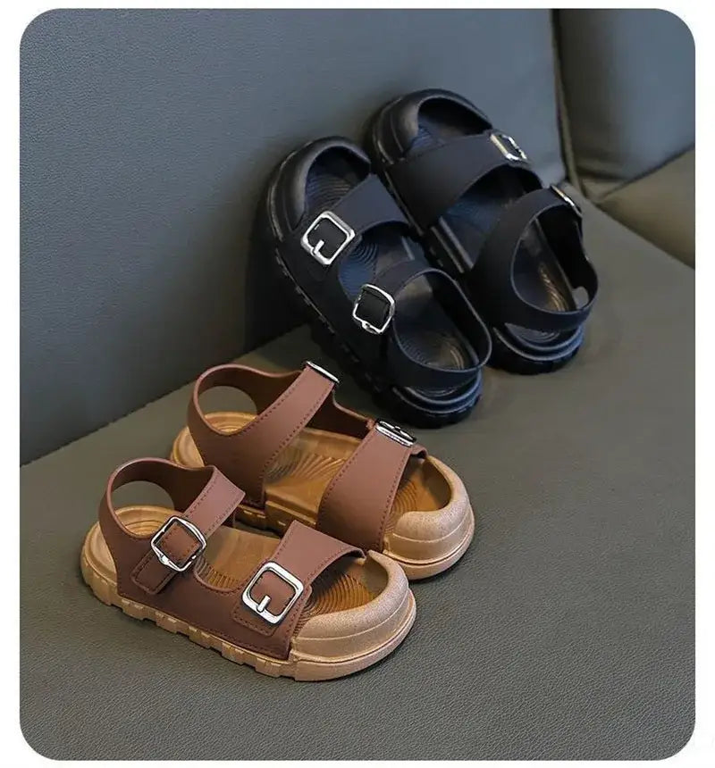 Beautiful Shoe’s Summer New Children Sandals Fashion College Style Boys Girls Soft Bottom Sandals Simple Solid Color