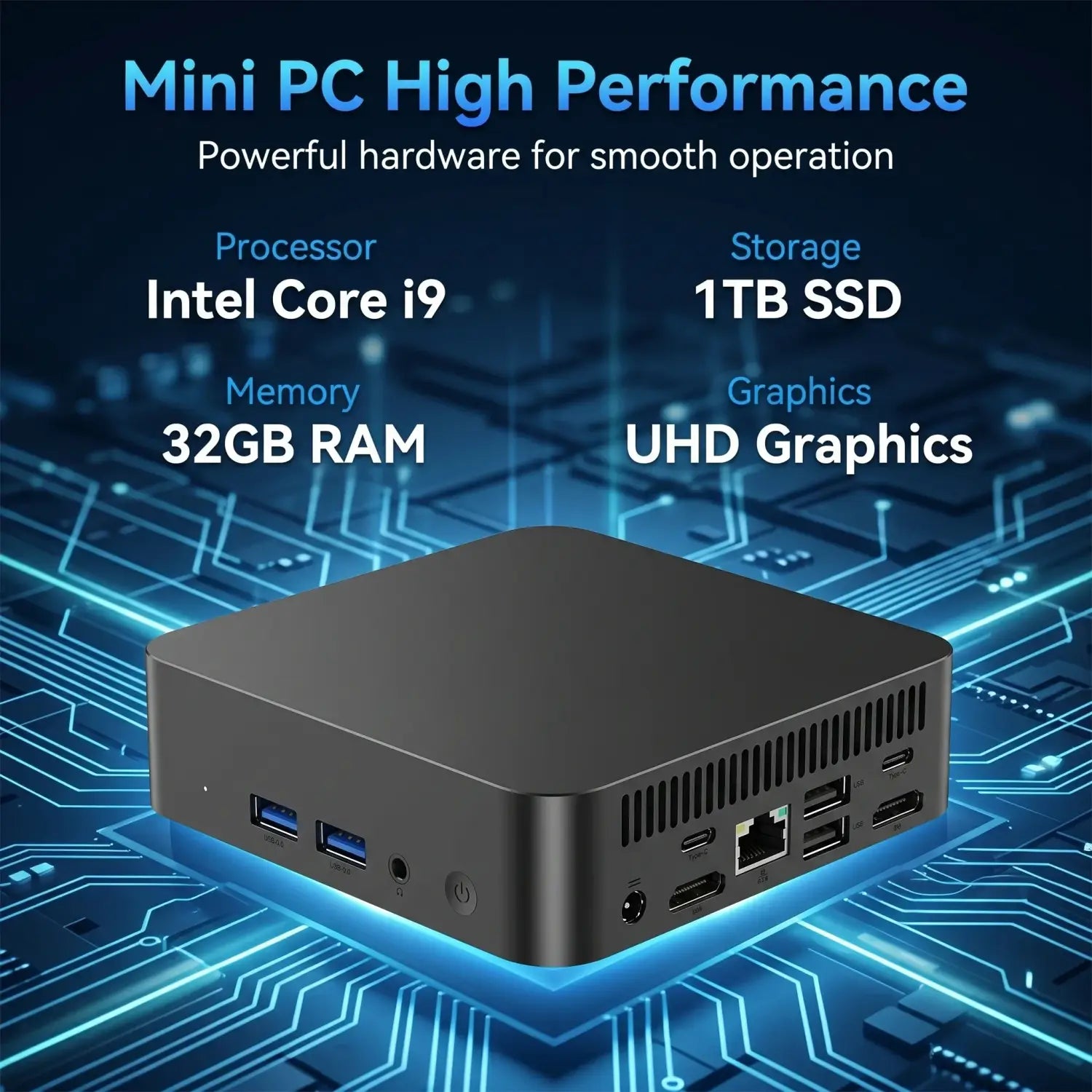 LENO Mini PC Gamer Portable Computer Intel Core i9-10980HK 32GB RAM 2TB SSD FHD Bluetooth WiFi6 Windows 11 Gaming