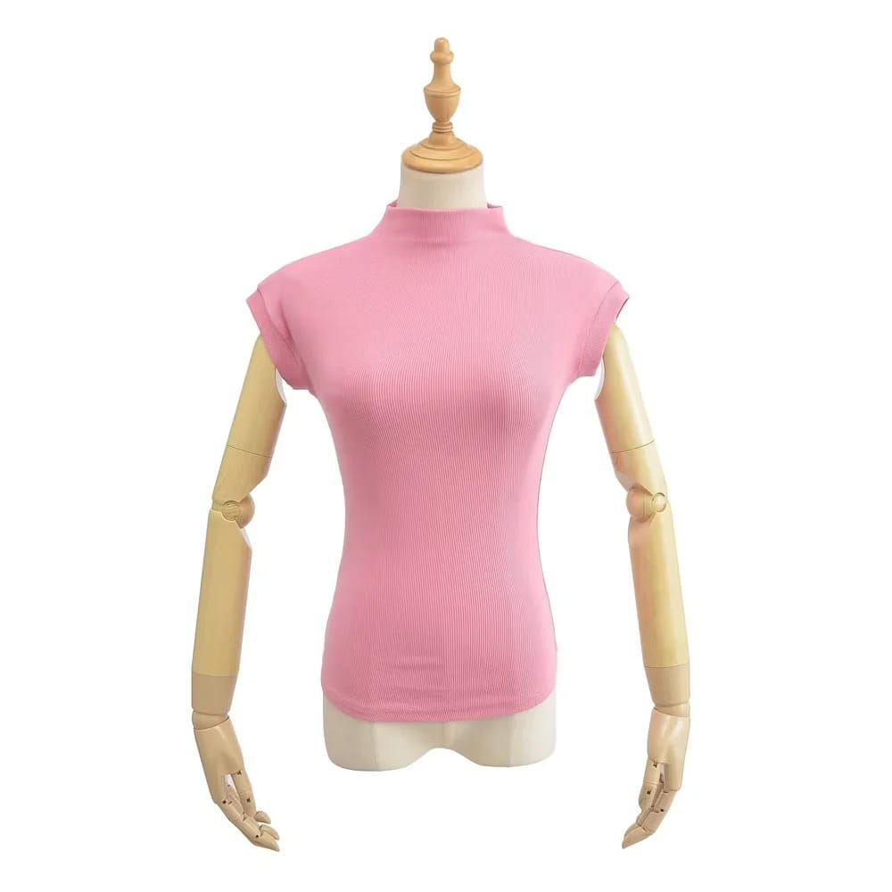 Women Summer Sexy Turtleneck Sleeveless T-Shirts Tops Solid Slim Fit Pullovers Causal Tees Shirts Female Streetwear