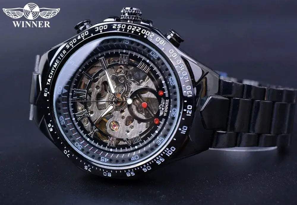Montre Winner Mechanical Sport Design Bezel Golden Watch Mens Watches Top Brand Luxury Montre Homme Clock Men Automatic