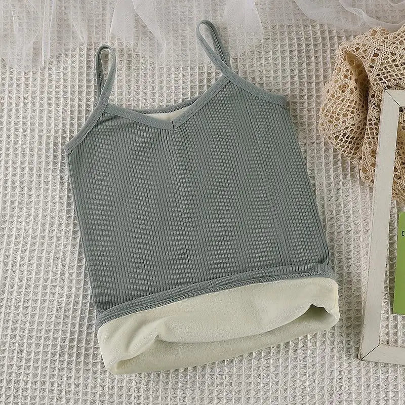 T-shirt Sleeveless Tops Women Winter Warm Underwear Solid Color Thermal Casual Nightwear Sexy Elasticity Female Thin
