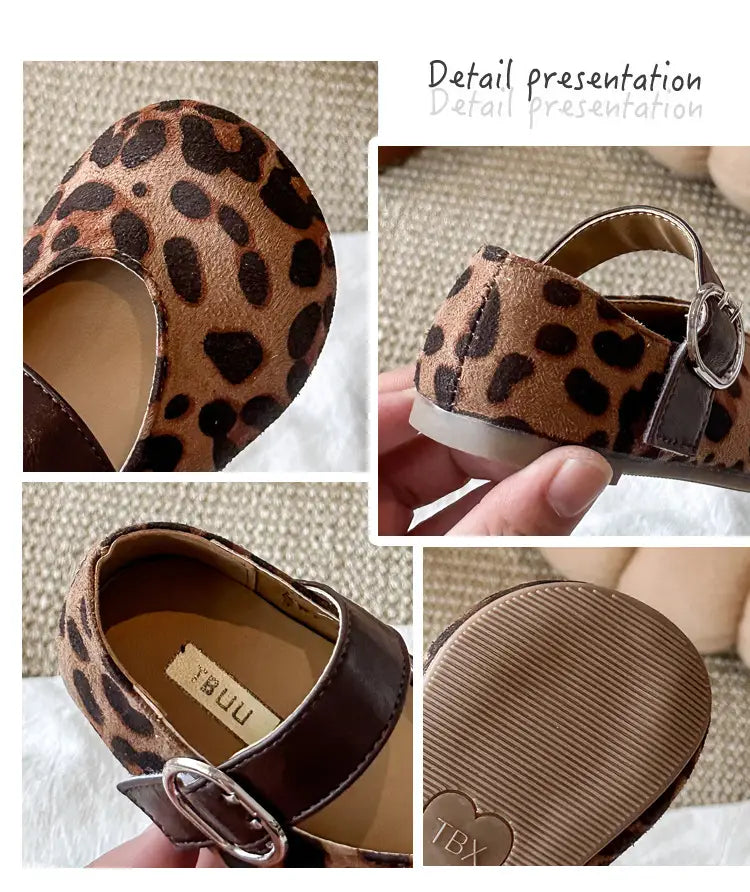 Beautiful Shoe’s Fashion Leopard Print Kid Shoe2026spring New Cute Girl Shoe Retro Princess Shoe Brand Girl Leather