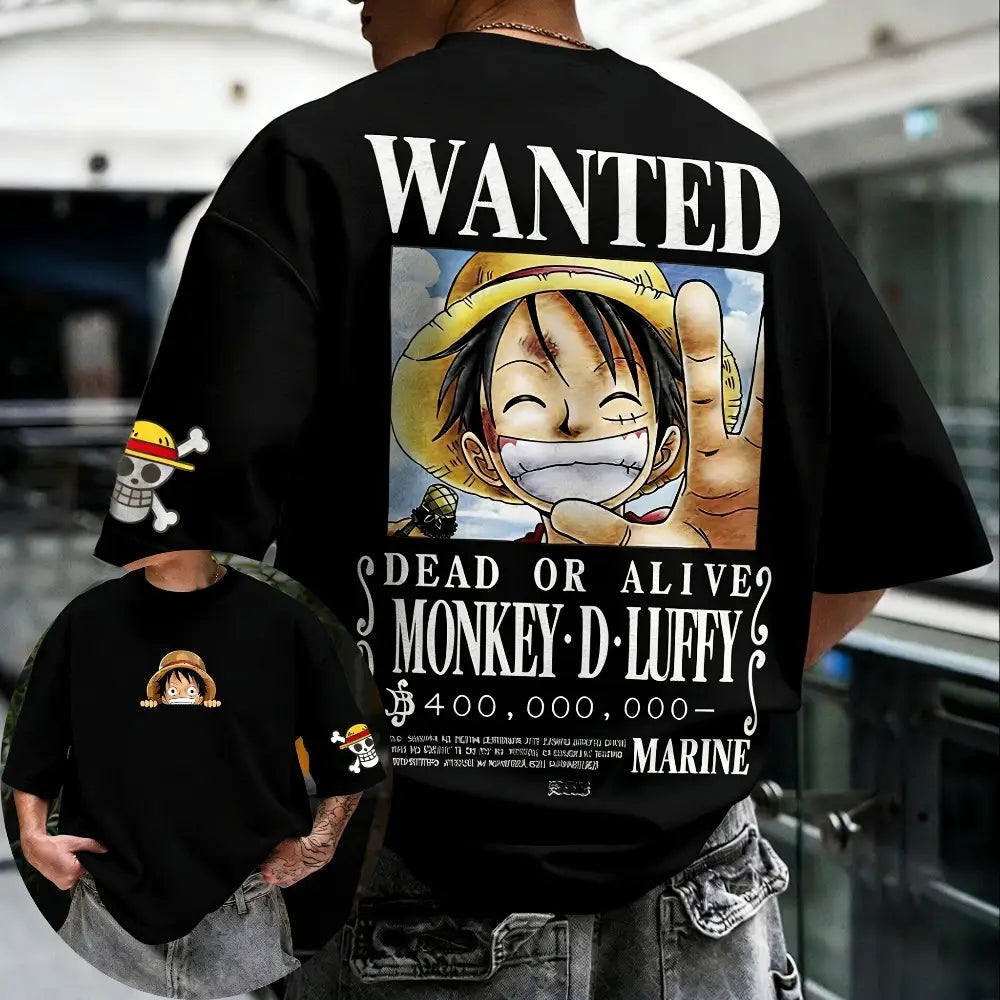Unisex Cotton T-shirt ONE PIECE Monkey D. Luffy 2026 Summer New Product Anime Printed Oversized Loose Parent Child