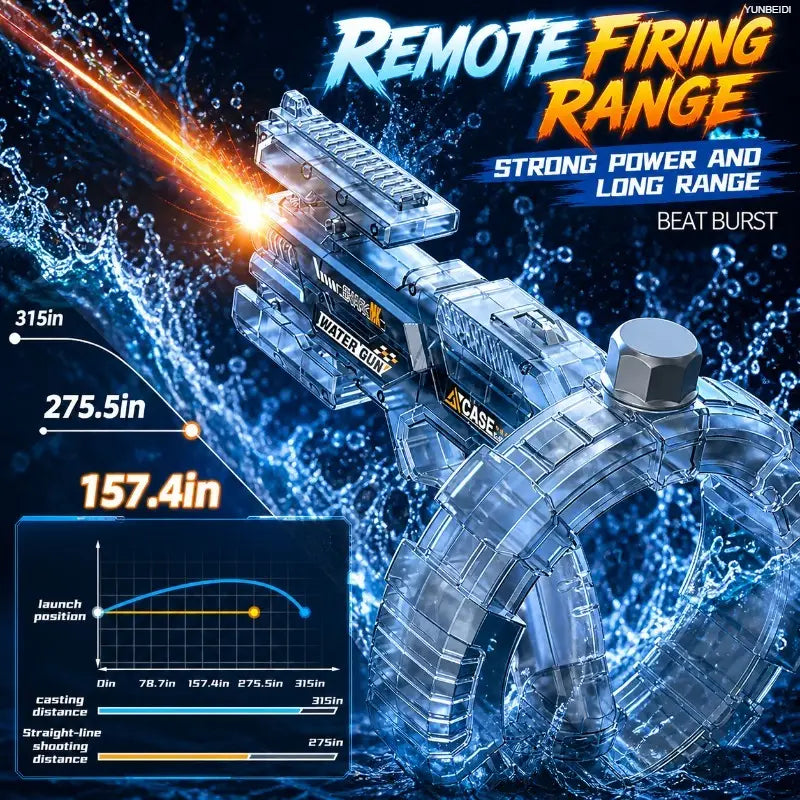 Electric Water Gun Automatic Water Blaster with LED Lights High Pressure Long Range Summer Beach Pool Outdoor Toy for