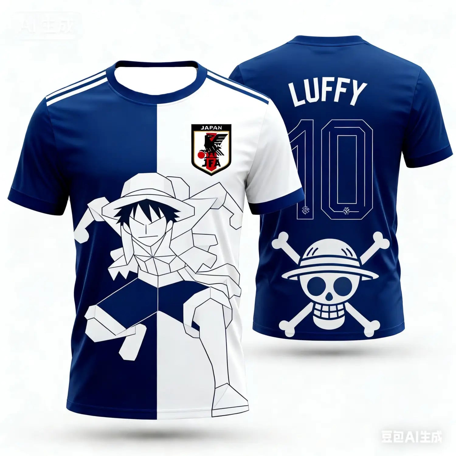 One Piece Monkey D. Luffy Japan Soccer Jersey 10 Quick Dry T-Shirt For Men Women Kids Anime Fan Tee Summer Sports