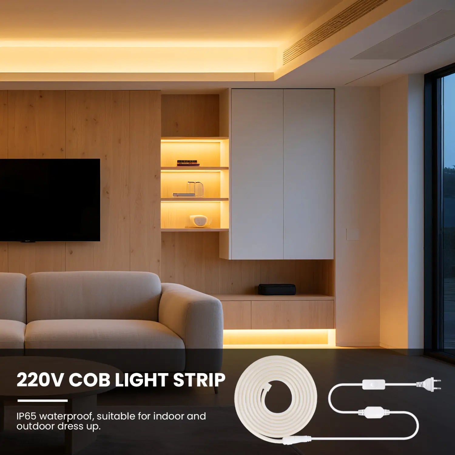 220V Dimmable COB LED Neon Strip Light With Switch/Dimmer Plug Waterproof 288Leds/M High Quality Neon Strip Garden Home