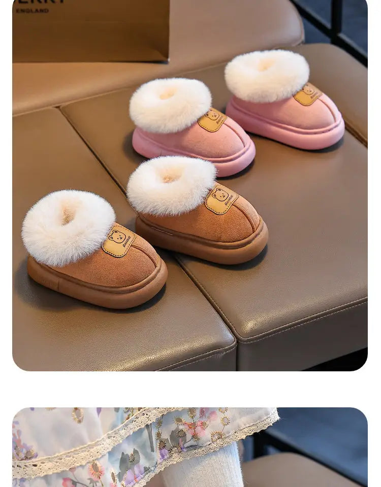 Beautiful Shoe’s Cute Cartoon Winter Boots For Children Boy’s Girl’s Plush Boots Thick Warm Velvet Faux Fur Snow Boot