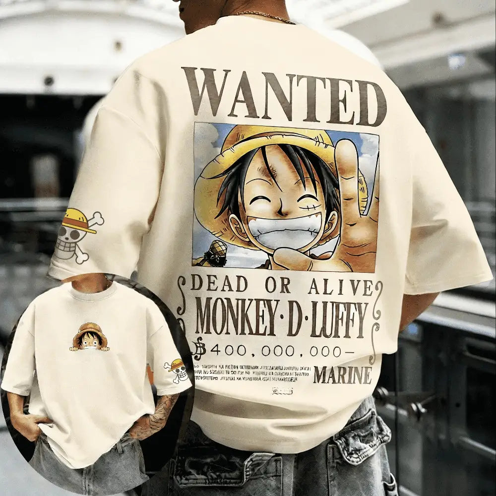 Unisex Cotton T-shirt ONE PIECE Monkey D. Luffy 2026 Summer New Product Anime Printed Oversized Loose Parent Child