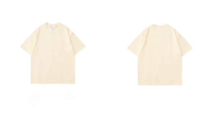 Beige 300g Heavyweight Cotton Short Sleeved T-shirt Summer Round Neck Loose and Base Shirt for Men Women Basic Tee