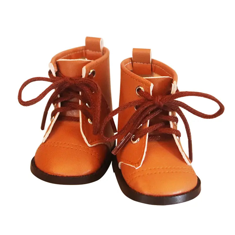 Beautiful Shoe’s 7 Cm Lace-up Leather Horse Riding Boots Fashion Doll Shoes For 18 inch American And 43Cm Baby New Born