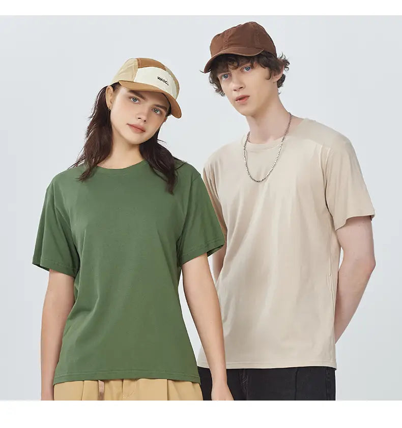 100% Cotton Solid Color T-Shirts Men Woman Short Sleeve Fashion Brand Trend Casual Soft Clothing Tees Breathable Summer