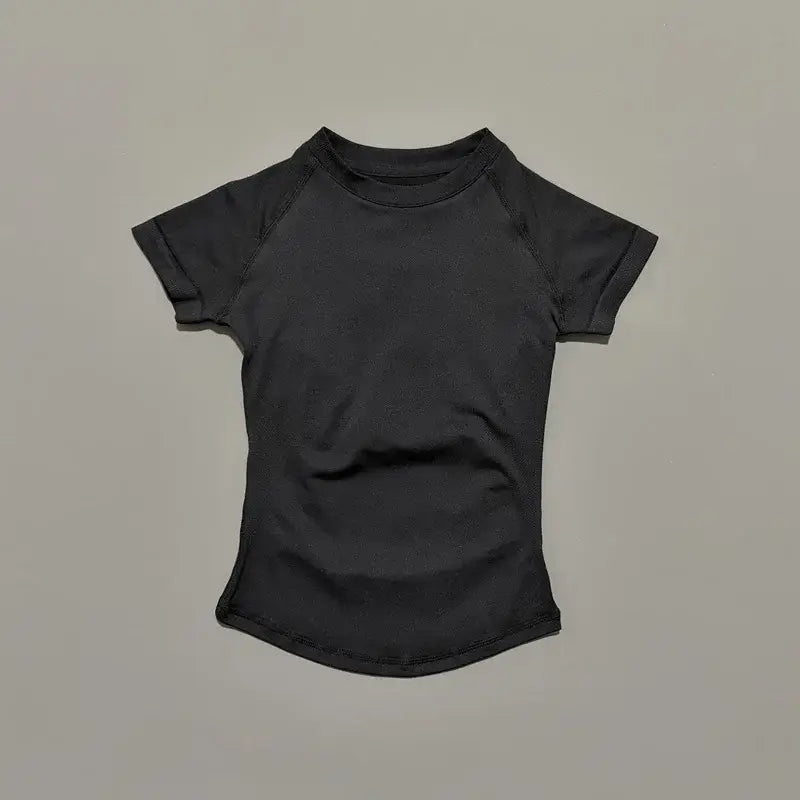 HISTELLO Sports Short Sleeve Top Women Gym Yoga Top Workout Clothes Sports T Shirt Fitness Activewear Running Tight Tops
