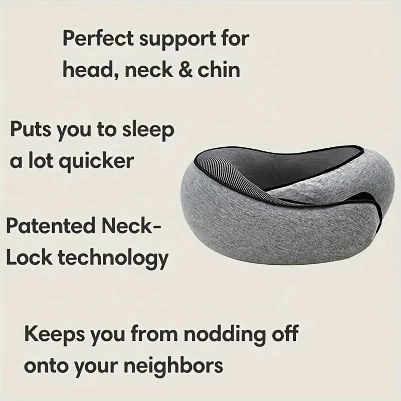 Travel Neck Pillow Memory Foam U-shaped Pillow Snail Style Travel Neck Support Portable Adjustable Soft Noon Break