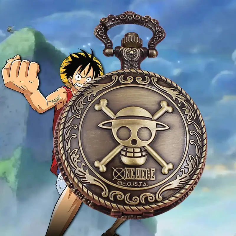 One Piece Monkey·D·Luffy Creative Personalized Retro Flip Pocket Watch Holiday Gift Anime Movie Cartoon Pocket Watch