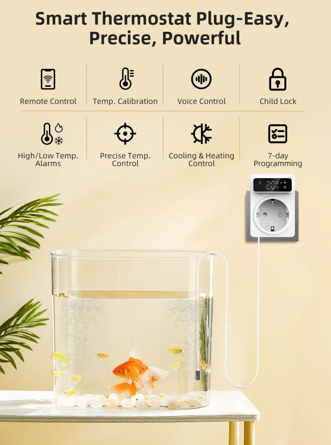 Tuya Wifi Digital Thermostat Socket 16A Precision Plug Remote Temperature Controller Timer Switch Cooling Heating 3M