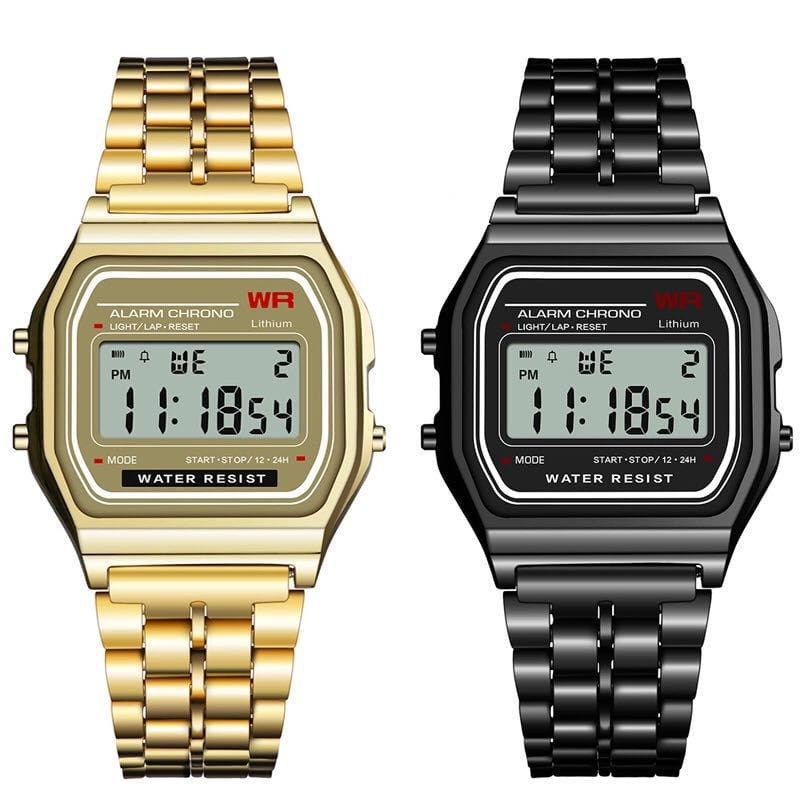 Montre Digital LED Sports Watch with Durable Steel Strap