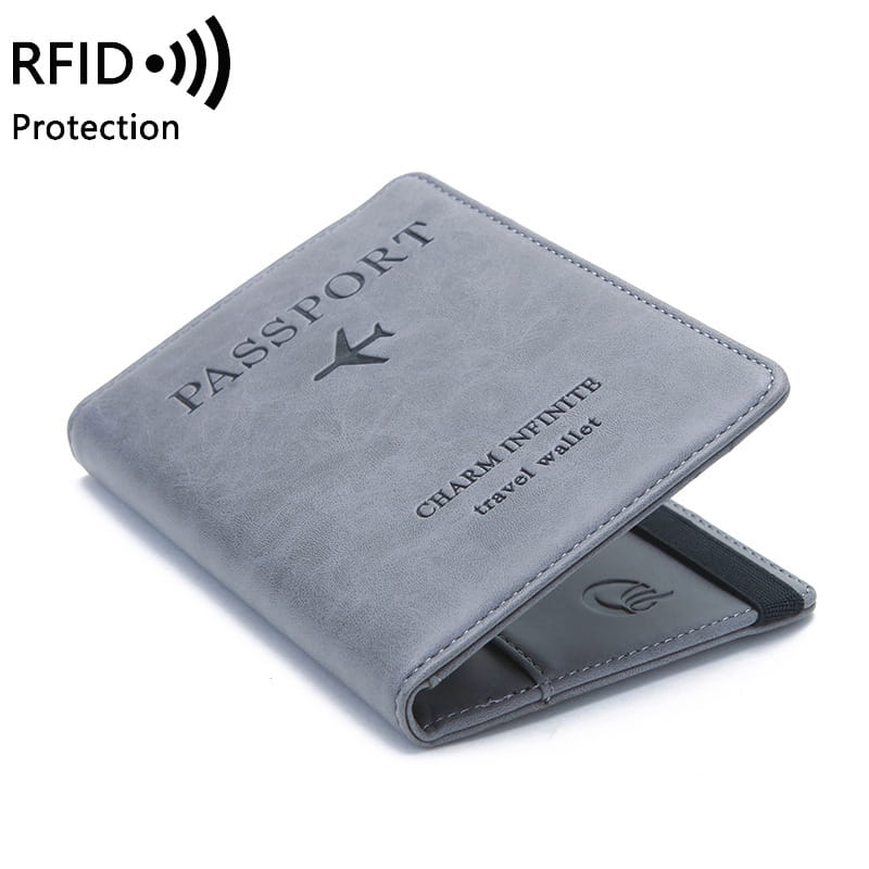 Unisex PU Leather Passport Holder - RFID Blocking Travel Wallet for Credit/ID Cards & Tickets (Men & Women)
