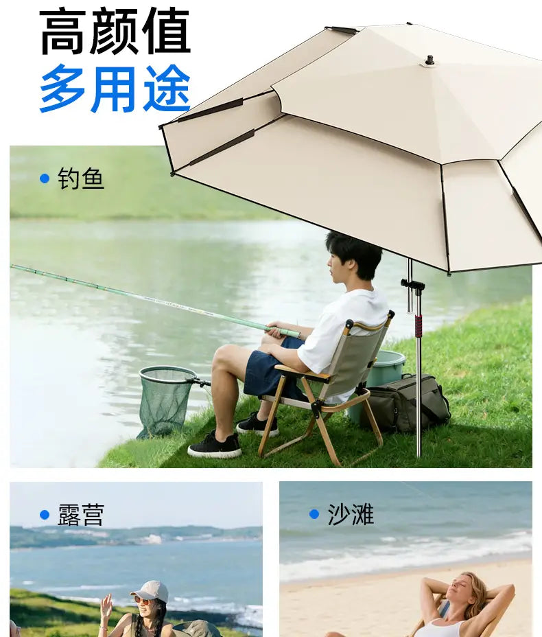 New 2.0-2.6M Fishing Parasol Innovative Octagonal Sunshade Umbrella Outdoor Portable Camping Fishing umbrella Big Beach