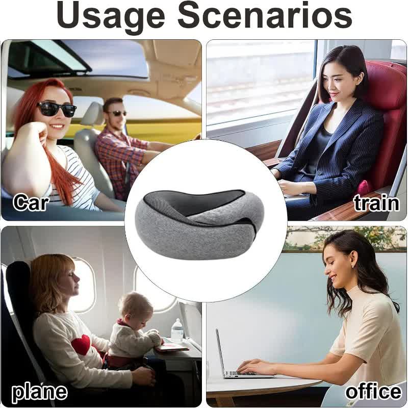 Travel Neck Pillow Memory Foam U-shaped Pillow Snail Style Travel Neck Support Portable Adjustable Soft Noon Break