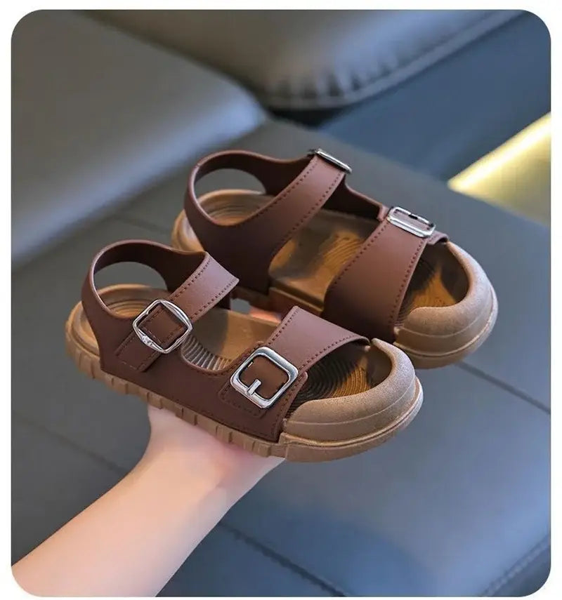 Beautiful Shoe’s Summer New Children Sandals Fashion College Style Boys Girls Soft Bottom Sandals Simple Solid Color