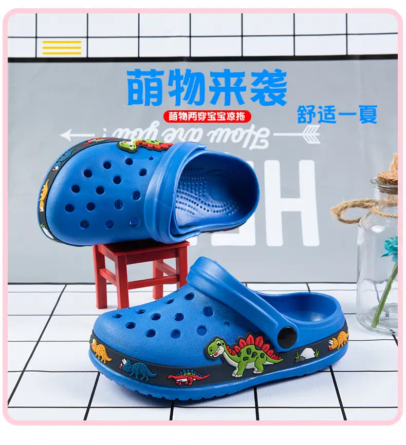 Beautiful Shoe’s Children Shoes Baby Boys Slippers Cartoon Excavator Print Clogs Summer Breathable Soft Indoor Sports