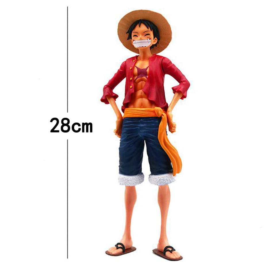 28cm One Piece Anime Figure Confident Smiley Luffy Three Form Face Changing Action Figurine Doll PVC Model Toys