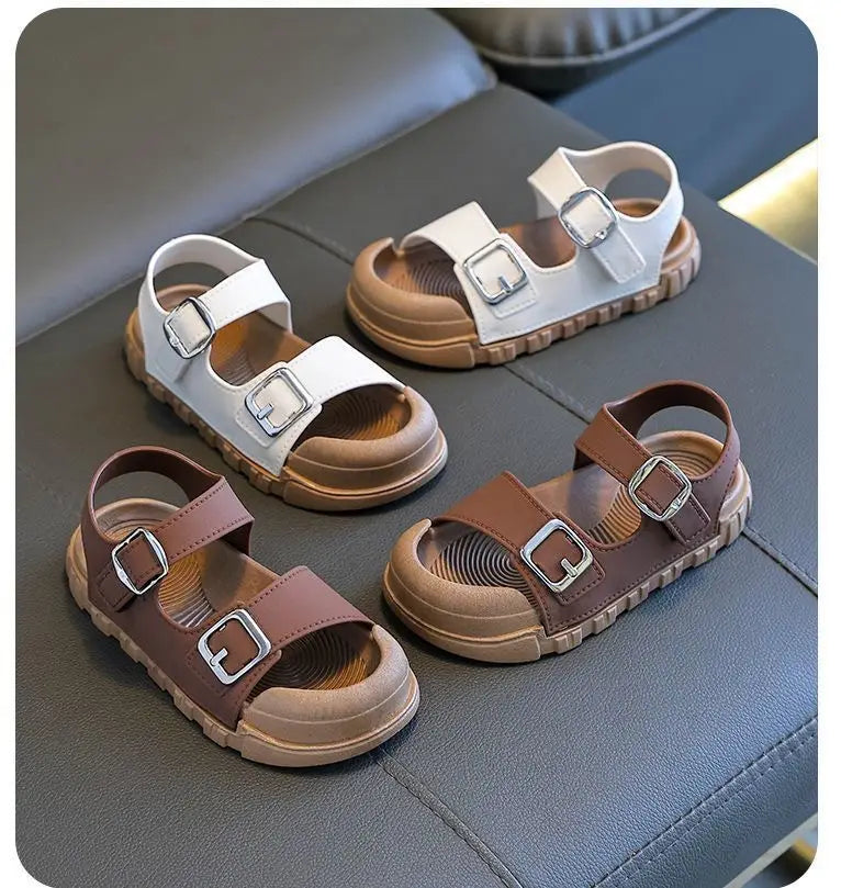 Beautiful Shoe’s Summer Kids Sandals Casual Soft Sole Anti-Slip Sandals for Boys Girls Solid Color Durable Toddler