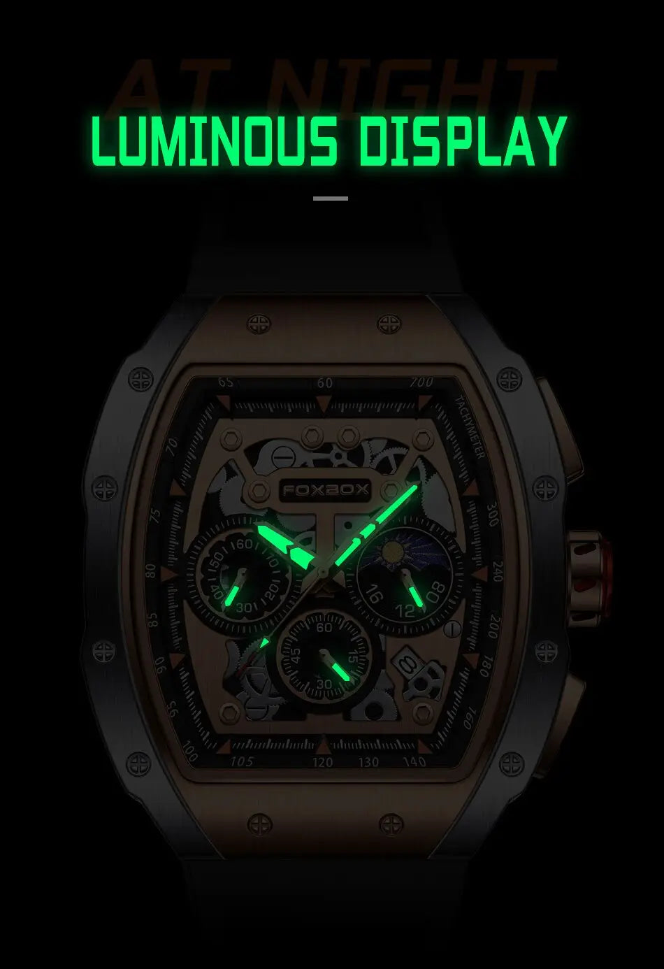 Montre Waterproof Luminous Quartz Sport Watch with Comfortable Silicone Band