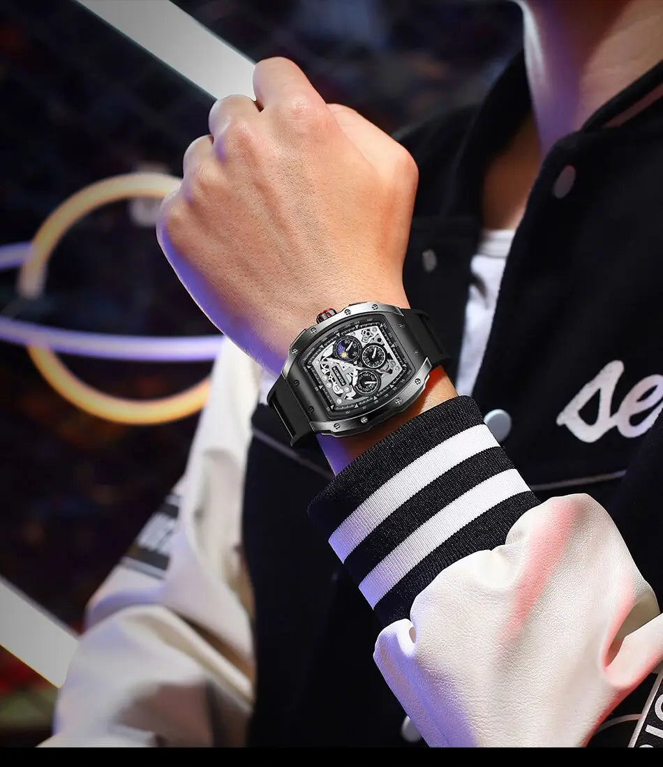 Montre Waterproof Luminous Quartz Sport Watch with Comfortable Silicone Band