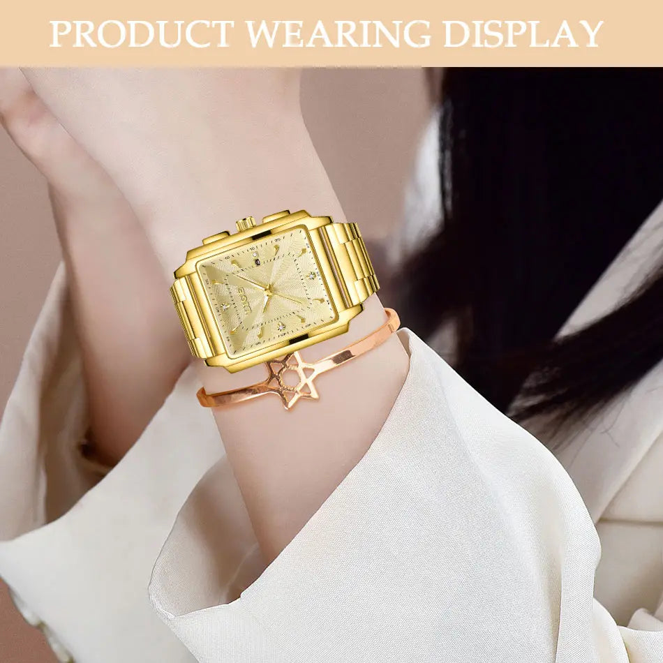 Montre LIGE Luxury Waterproof Quartz Watch for Women Date Display