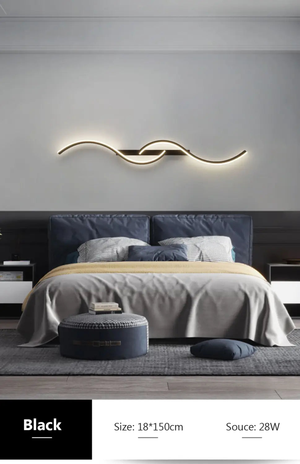 Modern LED Wall Lamp Minimalist Led Light Bedroom Bedside Long Strip Wall Sconces Living Room Home Indoor Lighting