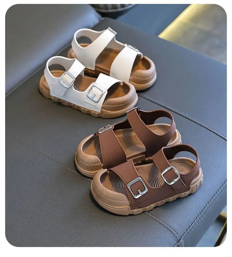 Beautiful Shoe’s Summer New Children Sandals Fashion College Style Boys Girls Soft Bottom Sandals Simple Solid Color