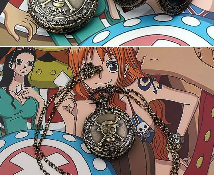 One Piece Monkey·D·Luffy Creative Personalized Retro Flip Pocket Watch Holiday Gift Anime Movie Cartoon Pocket Watch
